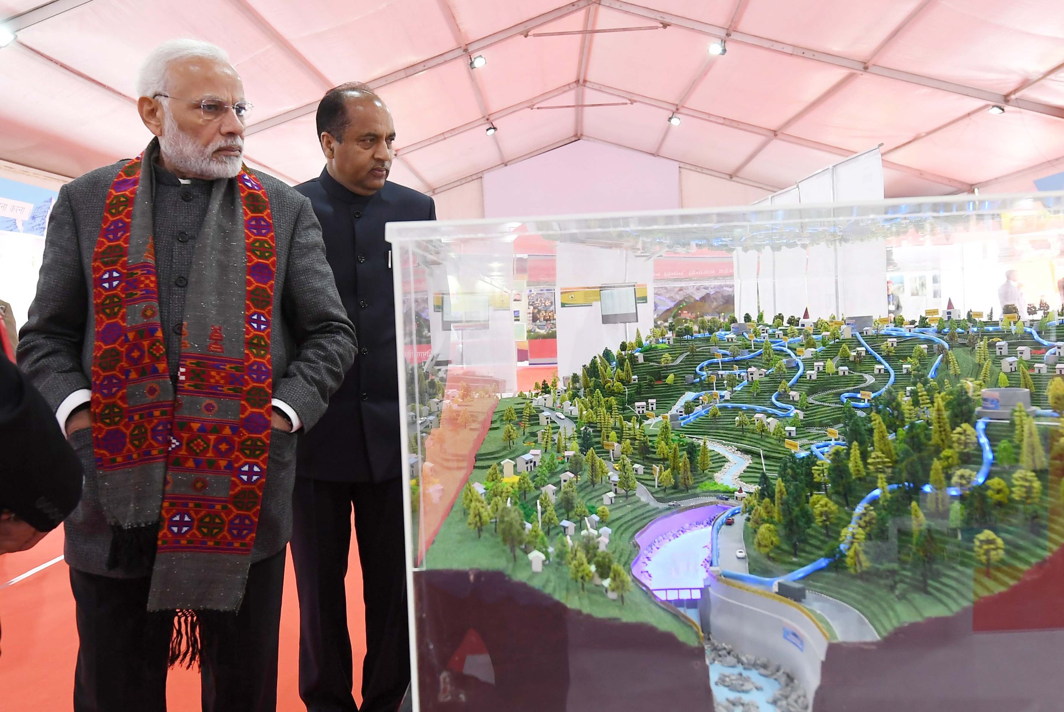 Prime Minister Narendra Modi visiting the Exhibition, in Dharamshala, Himachal Pradesh on Thursday.UNI PHOTO-60U