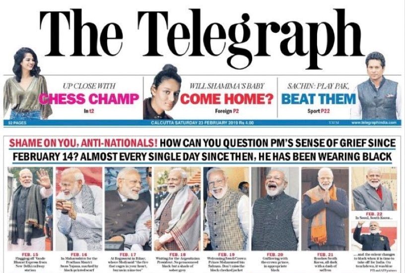 Modi in The Telegraph newspaper
