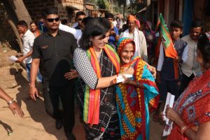 ex IAS turned politician aparajita sadangi in campaign mood