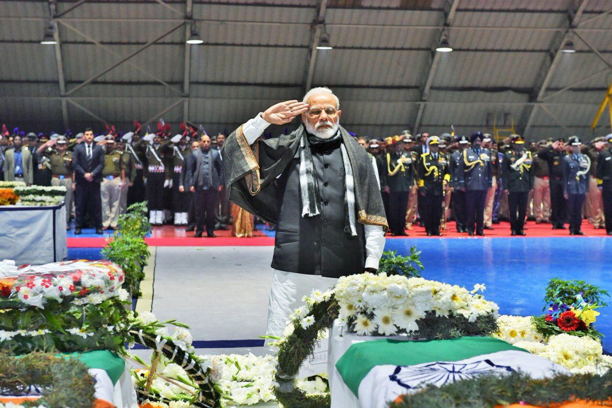 PM Narendra Modi paying tribute to Pulwama martyrs.