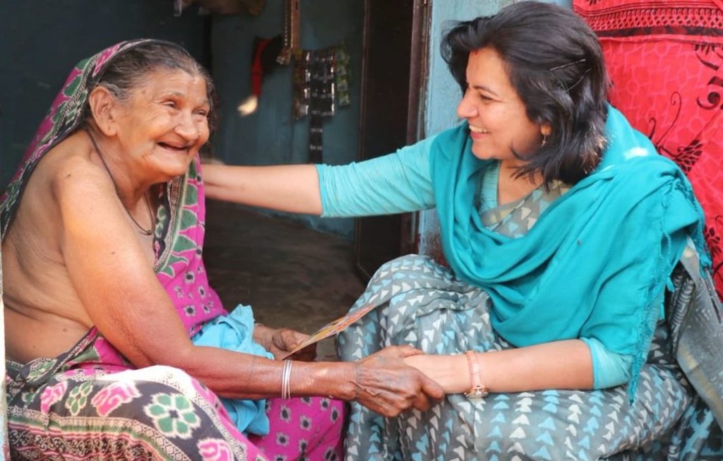 ex IAS turned politician aparajita sadangi in campaign mood