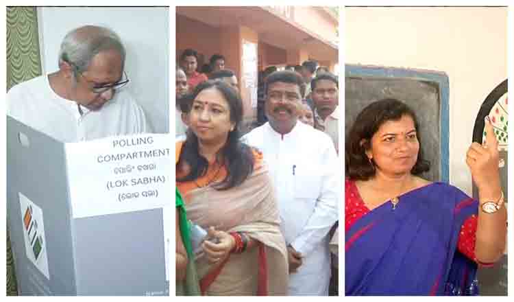 NAVEEN, DHARMENDRA CAST THEIR VOTE