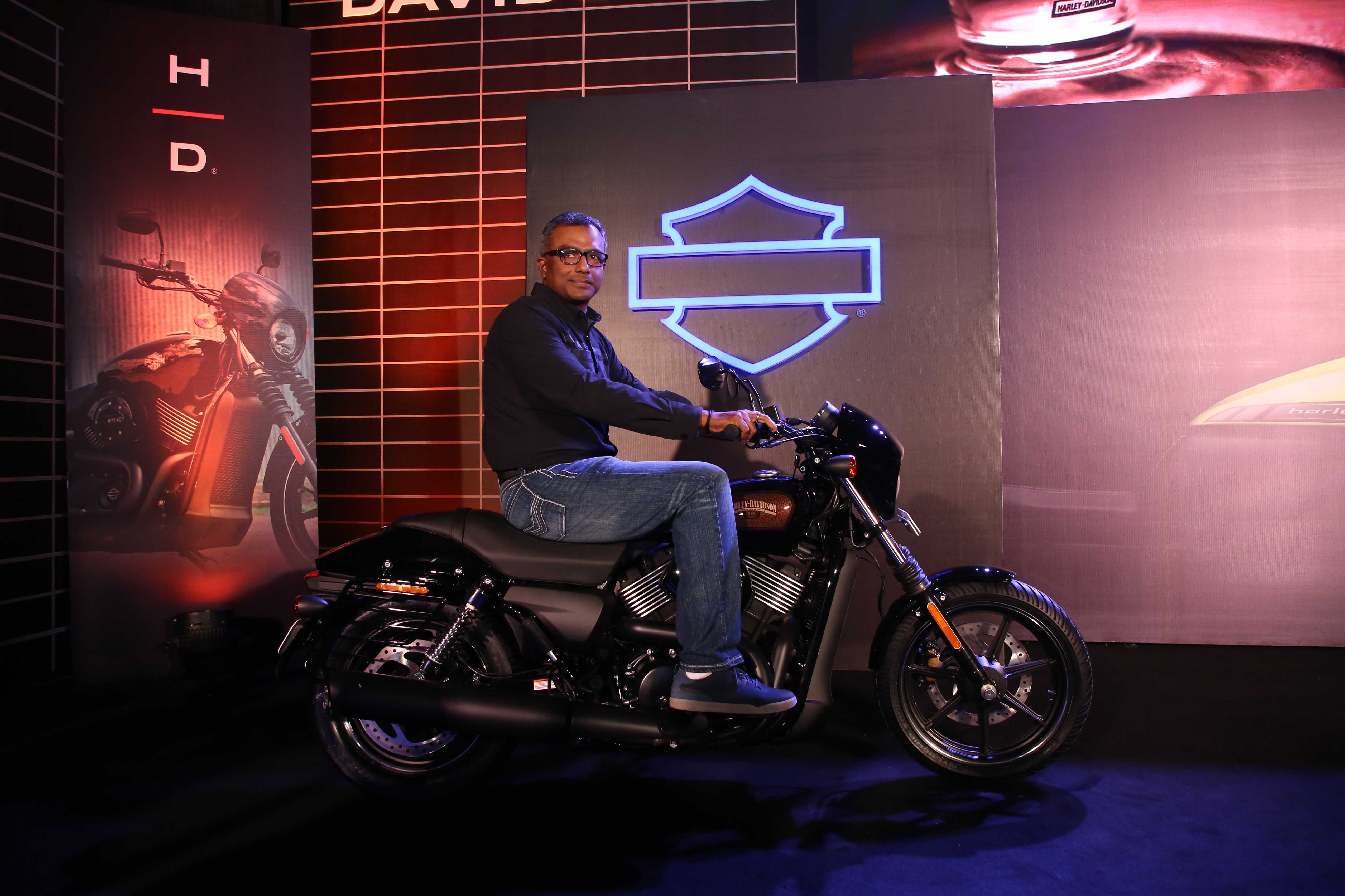 Sajeev Rajasekharan, Managing Director, Harley-Davidson India at the launch of the new street 750 motorcycle, in New Delhi on Tuesday. The motorcycle priced at INR 5,47,150.