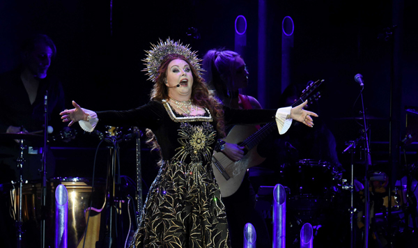 RIGA, Nov. 4 (Xinhua) -- English singer Sarah Brightman performs at her concert world tour in Riga, Latvia, on Nov. 3, 2019. Xinhua/UNI PHOTO-3F