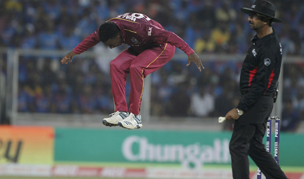 Thiruvananthapuram: West Indies' Hayden Walsh Jr. during the second T20I match between India and West Indies at the Greenfield International Stadium in Thiruvananthapuram, Kerala on Dec 8, 2019. (Photo: Surjeet Yadav/IANS)