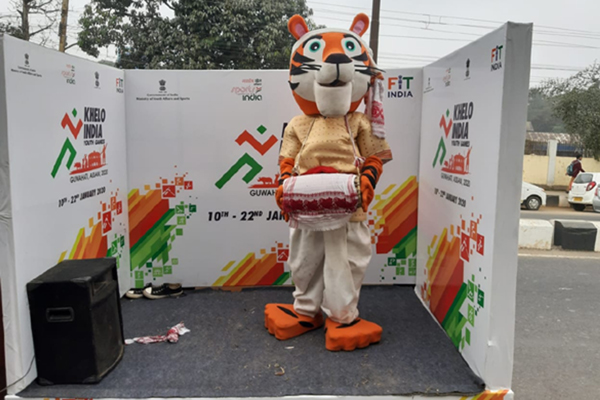 The Khelo India Youth Games mascot taken around the city of Guwahati ahead of the third edition of the competition.