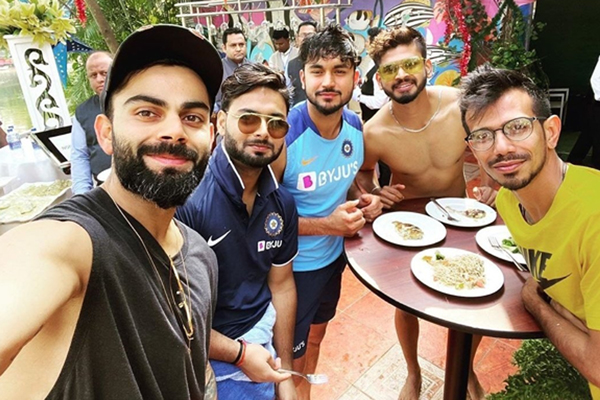 India skipper Virat Kohli put some pictures on social media where he is seeing enjoying the "day off" with his teammates.