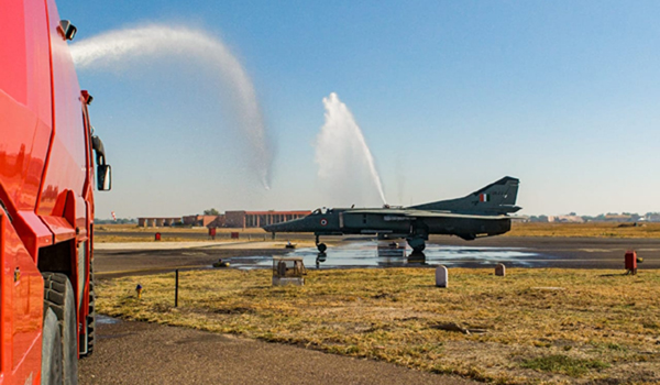 Jodhpur: An MiG-27 fighter aircraft at the Jodhpur airbase on Dec 27, 2019. The Indian Air Force (IAF) decommissioned Mikoyan-Gurevich 27 (MiG-27), the fighter aircraft that played a stellar role during the Kargil war with Pakistan 20 years ago, on Friday. (Photo: IANS)