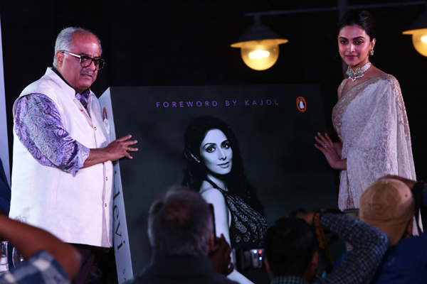 New Delhi: Actress Deepika Padukone and producer Boney Kapoor during the launch of a book on late actress Sridevi, "Sridevi: The Eternal Screen Goddess", written by author-screenwriter Satyarth Nayak, in New Delhi on Dec 1, 2019. (Photo: Amlan Paliwal/IANS)