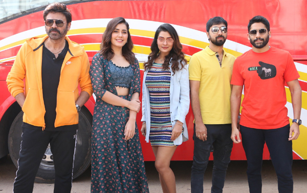 Hyderabad: Venky Mama Pre Release Khammam Tour Flag off Event. (Photo: IANS)