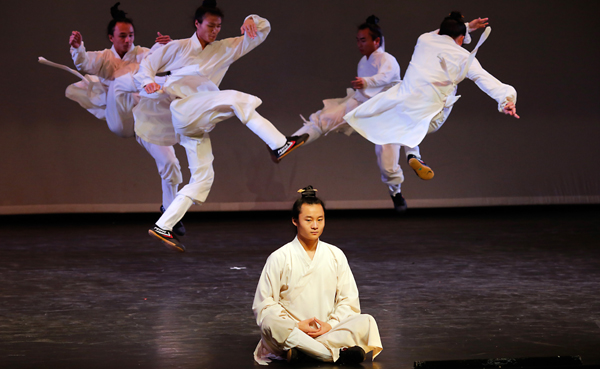 (200118) -- TEL AVIV, Jan. 18, 2020 (Xinhua) -- Members of the Chinese Wudang Kung Fu Troupe perform in the Israeli city of Tel Aviv on Jan. 17, 2020. The performance is part of the celebrations of the Chinese New Year 2020 in Israel. (Photo by Gil Cohen Magen/Xinhua)