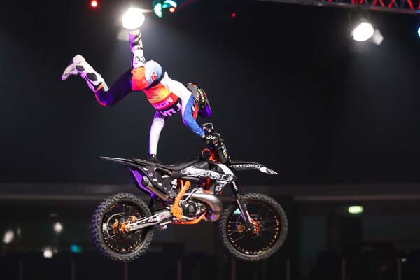 ZAGREB, Dec. 29, 2019 (Xinhua) -- A rider performs during the Masters of Dirt Total Freestyle Tour 2019 in Zagreb, Croatia, on Dec. 28, 2019. (Luka Stanzl/Pixsell via Xinhua/IANS)