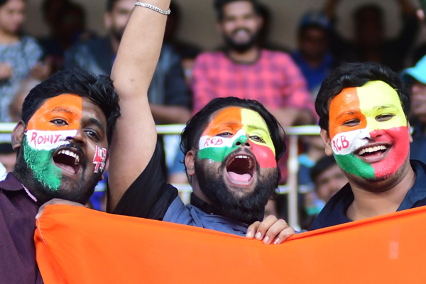 Bengaluru: Indian fans cheer for their team during the third and final ODI match between India and Australia, at M. Chinnaswamy Stadium in Bengaluru on Jan 19, 2020. (Photo: IANS)