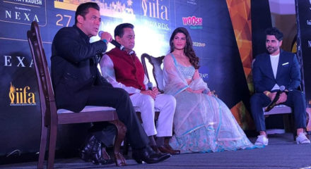 Bhopal: Madhya Pradesh Chief Minister Kamal Nath with actors Salman Khan and Jacqueline Fernandez during 21st edition of International Indian Film Academy Awards (IIFA) in Bhopal on Feb 3, 2020. (Photo: IANS)