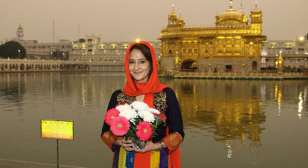 Amritsar: Actress Pooja Dadwal visits the Golden Temple in Amritsar on Feb 20, 2020. (Photo: IANS)