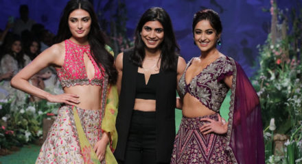 Mumbai: Actors Athiya Shetty and Ileana D'Cruz with fashion designer Mrunalini Rao at the Lakme Fashion Week Summer/Resort 2020 grand finale, in Mumbai on Feb 16, 2020. (Photo: IANS)