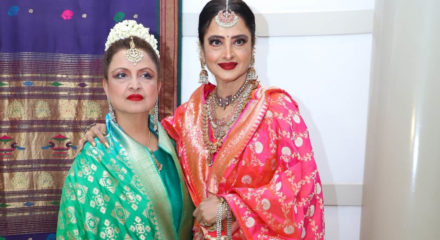 Mumbai: Actress Rekha at the wedding reception of Celebrity manager Riku Rakesh Nath's daughter Dakshina Nath in Mumbai on Feb 17, 2020. (Photo: IANS)