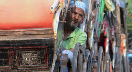 Kolkata: A rickshaw puller awaits passengers in Kolkata during the fifth phase of the nationwide lockdown imposed to mitigate the spread of coronavirus, on June 5, 2020. (Photo: Kuntal Chakrabarty/IANS)