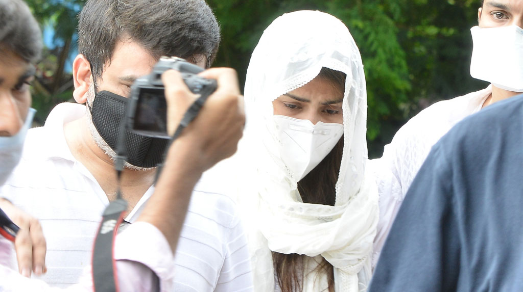 Mumbai: Actress Rhea Chakraborty, who was a close friend of actor Sushant Singh Rajput, spotted outside Mumbai's Cooper Hospital, where he was taken from his residence, on June 15, 2020. Actor Sushant Singh Rajput committed suicide by hanging himself at his Bandra residence. (Photo: IANS)
