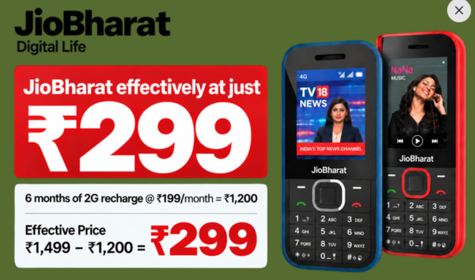 Jio 10th Anniversary Offer: ୧,୪୯୯ ଟଙ୍କା ମୂଲ୍ୟର ଜିଓଭାରତ ୪ଜି ଫୋନ ସହିତ ୬ ମାସର ମାଗଣା ରିଚାର୍ଜ Jio 10th Anniversary Offer