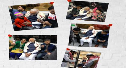PM travels by metro; people take selfies with him