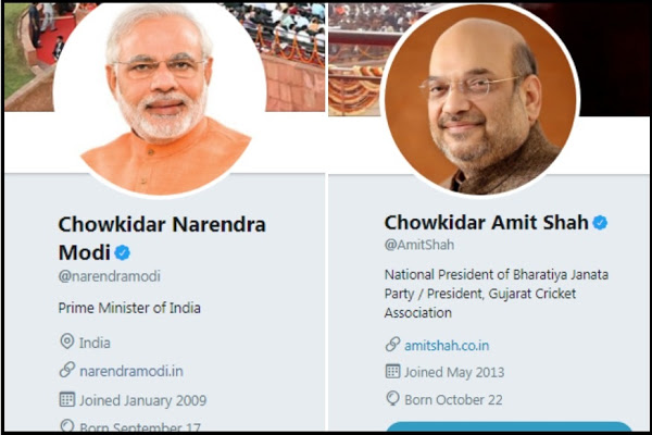 2019 Battle: Modi, BJP leaders change Twitter handle names prefixing 'Chowkidar'