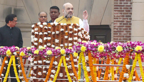 NEW DELHI, OCT 31 (UNI):- Union Home Minister Amit Shah addressing on the Rashtriya Ekta Diwas, at Major Dhyan Chand National Stadium, in New Delhi on Thursday. UNI PHOTO-RK13U