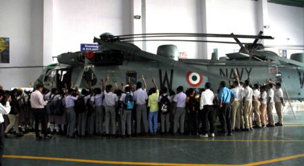 Students from various schools of Mumbai participated on Air Display at INS Shikra