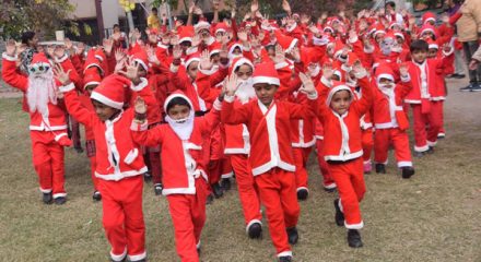 Patna: Children participate in Christmas celebrations at their school ahead of the festival, in Patna on Dec 23, 2019. (Photo: IANS)
