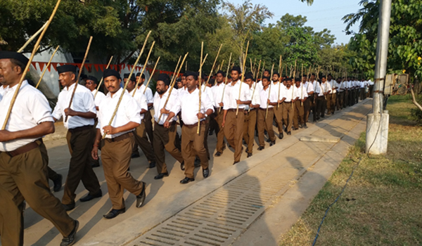 Hyderabad: RSS volunteers participate in 'Path-Sanchalan' march in Hyderabad, on Dec 25, 2019. (Photo: IANS)