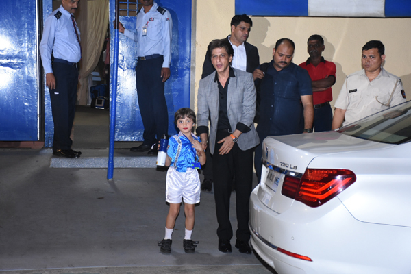 Mumbai: Actor Shah Rukh Khan with his son AbRam Khan at Dhirubhai Ambani School's annual day celebrations in Mumbai on Dec 20, 2019. (Photo: IANS)