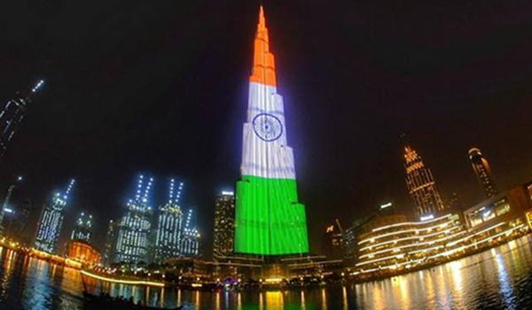 Dubai's Burj Khalifa lights up in Indian flag colours