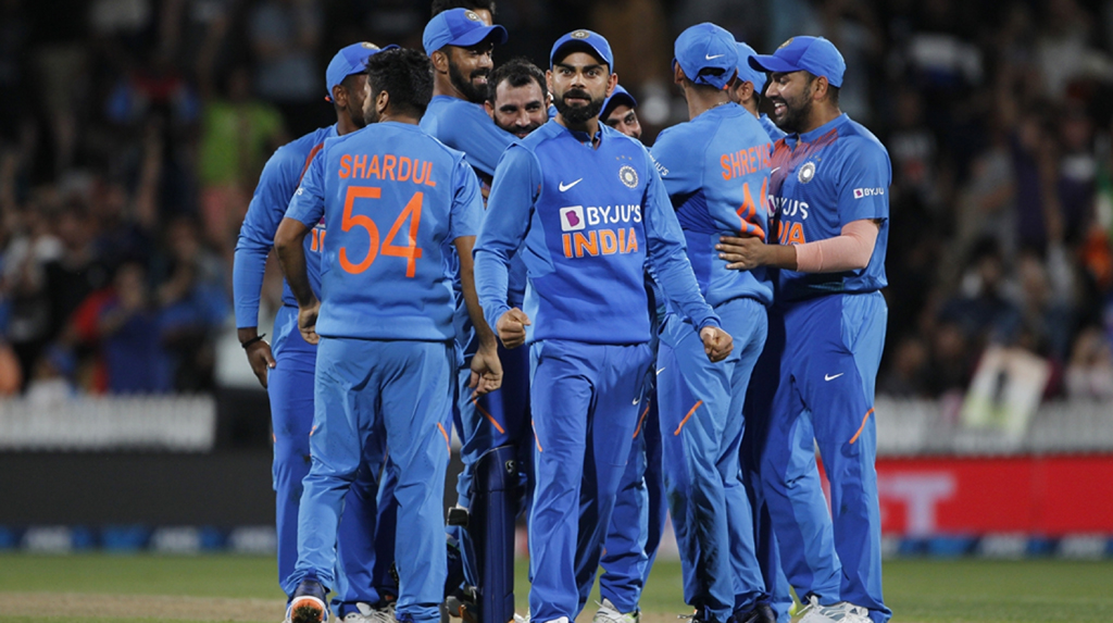 Hamilton: Indian players celebrate the wicket of Ross Taylor during the third T20I of the five-match rubber between India and New Zealand at Seddon Park in Hamilton, New Zealand on Jan 29, 2020. (Photo: IANS)