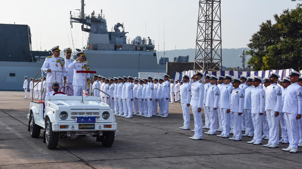 Visakhapatnam: Rear Admiral Sanjay Vatsayan inspects the Guard of Honour as he arrives to take command of the eastern fleet deployed across the indo-pacific region to safeguard the nation's maritime interest, in Visakhapatnam on Feb 10, 2020. (Photo: IANS)