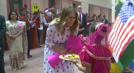 Melania shines at Happiness Class, Ivanka wears Anita Dongre for ceremonial