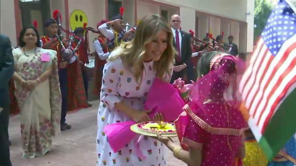 Melania shines at Happiness Class, Ivanka wears Anita Dongre for ceremonial