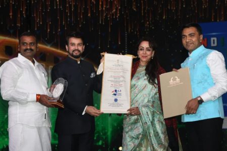 Dream Girl Hema Malini conferred Indian Film Personality of the Year Award at 52nd IFFI