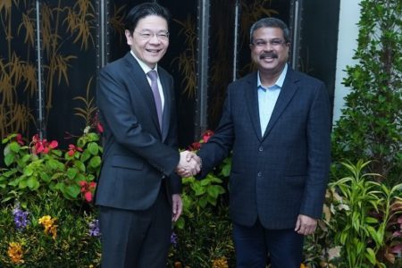 Minister Pradhan in Singapore: Meets PM Lawrence Wong